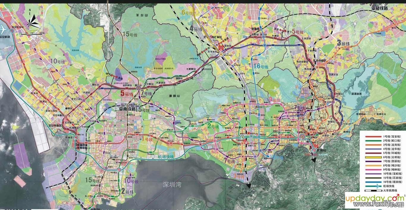 深圳地铁共规划16条线路,585.3公里,设站357座.